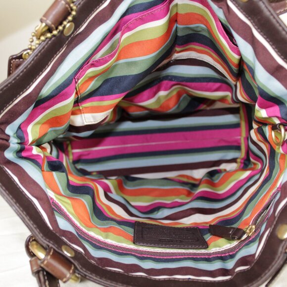 Coach F13757 Lily Legacy Chocolate Brown Shoulder Bag With Turn lock Detail - Picture 8 of 12